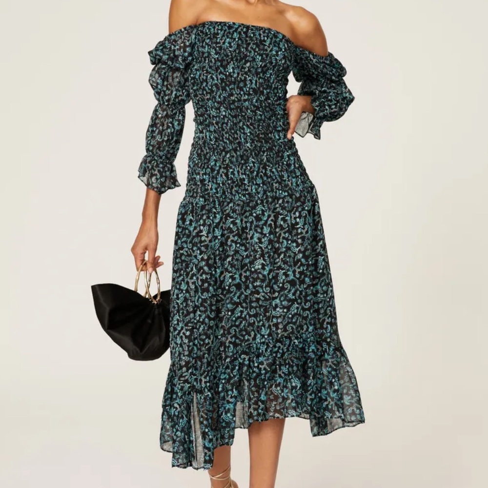 Misa Los Angeles Rashida‎ Dress Nazirah Floral Puff Sleeve, Off-Shoulder